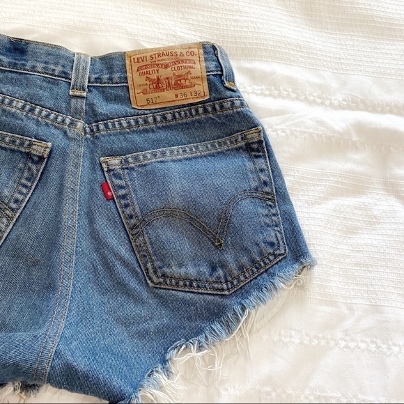 LEVI’S 517  BOOTCUT DIY HIGH RISE FRAYED ULTRA SHORT DENIM SHORTS - XS - Picture 9 of 9